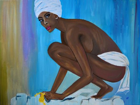 femme africaine acroupie